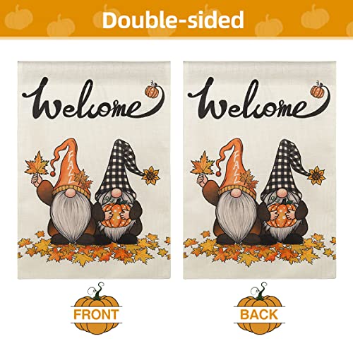 Yicostar Fall Garden Flag Fall Gnomes Flag Pumpkin Thanksgiving