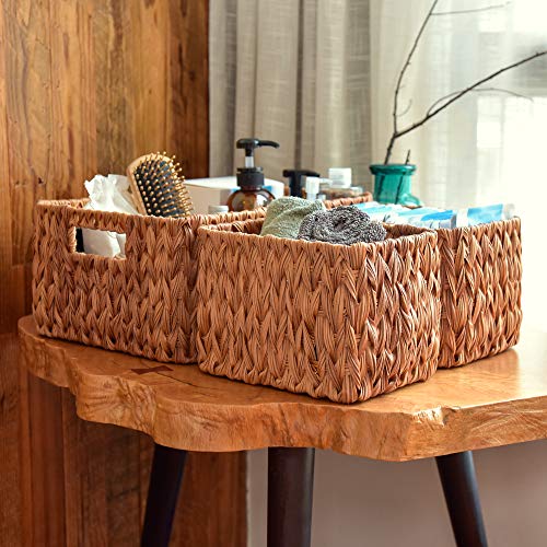 image for StorageWorks Set of 3 Hand Woven Resin Storage Basket, Wicker Shelf St
