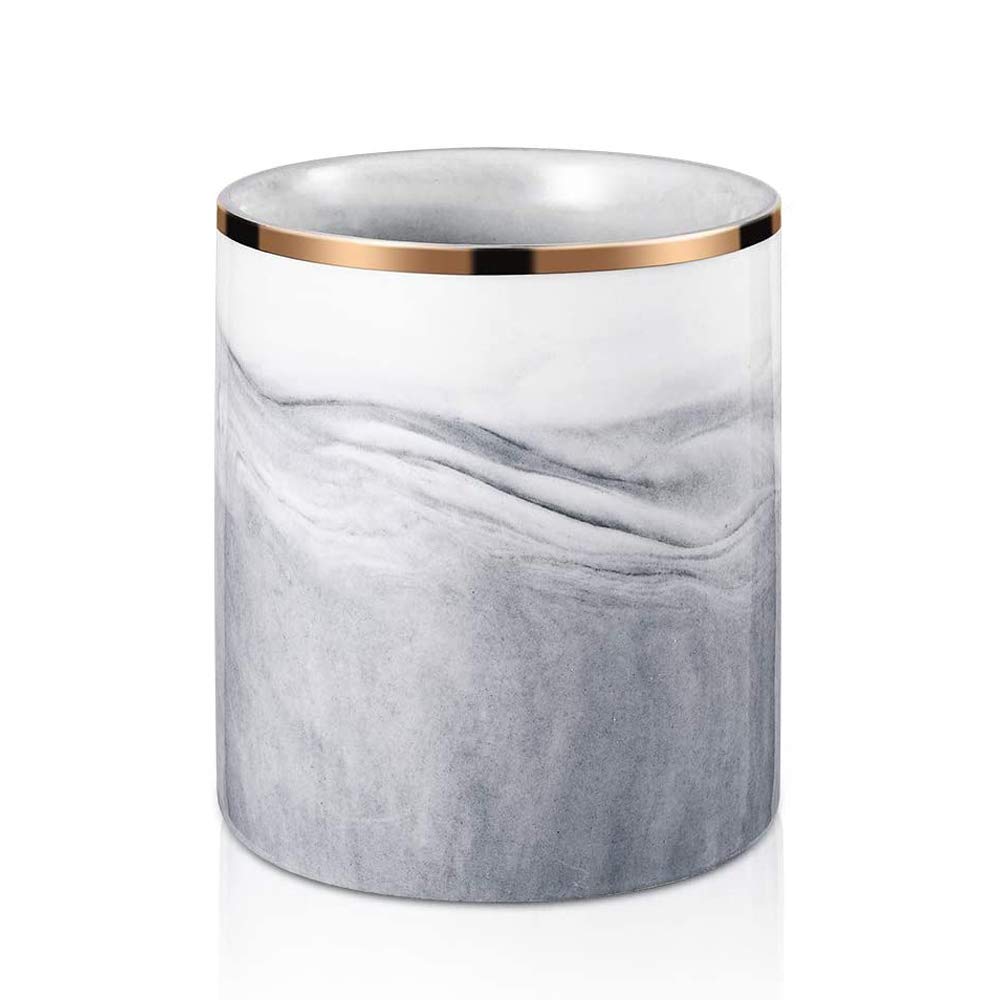 Niboow Marble Pattern Makeup Brush Holder Pen Pot, Desk Accessories Holder,Durable Desktop Organizer Pencil Holder Pot Ideal for Office Home (Grey)