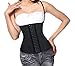 Charmian Women's Plus Size Steel Boned Latex 3 Rows of Hooks Sport Workout Waist Trainer Body Shaper Corset Vest Halter-Latex-Black XXXX-Large