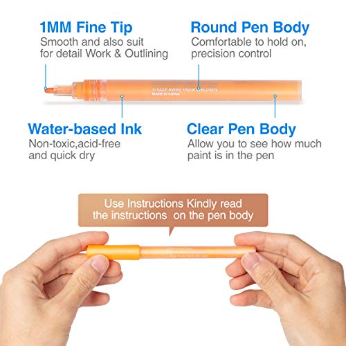 Paint Pens for Rock Painting, Stone, Ceramic, Glass, Wood, 24 Colors