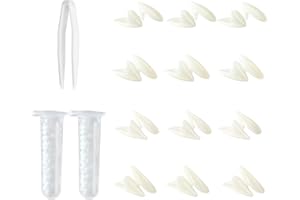 Kleeblatt Dentures for Halloween, 12 Pairs Fake Vampire Teeth (13, 15, 17, 19mm), Vampire Fangs for Adults, Halloween Costume Party Accessory with Fangs for Cosplay and Teeth Pellets Adhesive