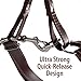 Logical Leather Adjustable Dog Harness - Heavy Duty Quick Release Genuine Leather Harness - Brown
