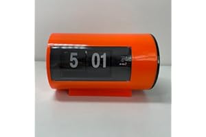 BHning Retro Table Clock Auto Flip Clock 12 Hours AM/PM Format Display Timepiece Desk Clock Flip Page Turning Clocks (Orange)