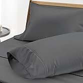 THREAD SPREAD 100% Egyptian Cotton Pillow Cases - 1000 Thread Count Pillow Cases Queen/Standard Size Set of 2, Soft, Breathable Extra Long Staple Sateen Weave Cotton Pillow Cover for Bed - Dark Grey