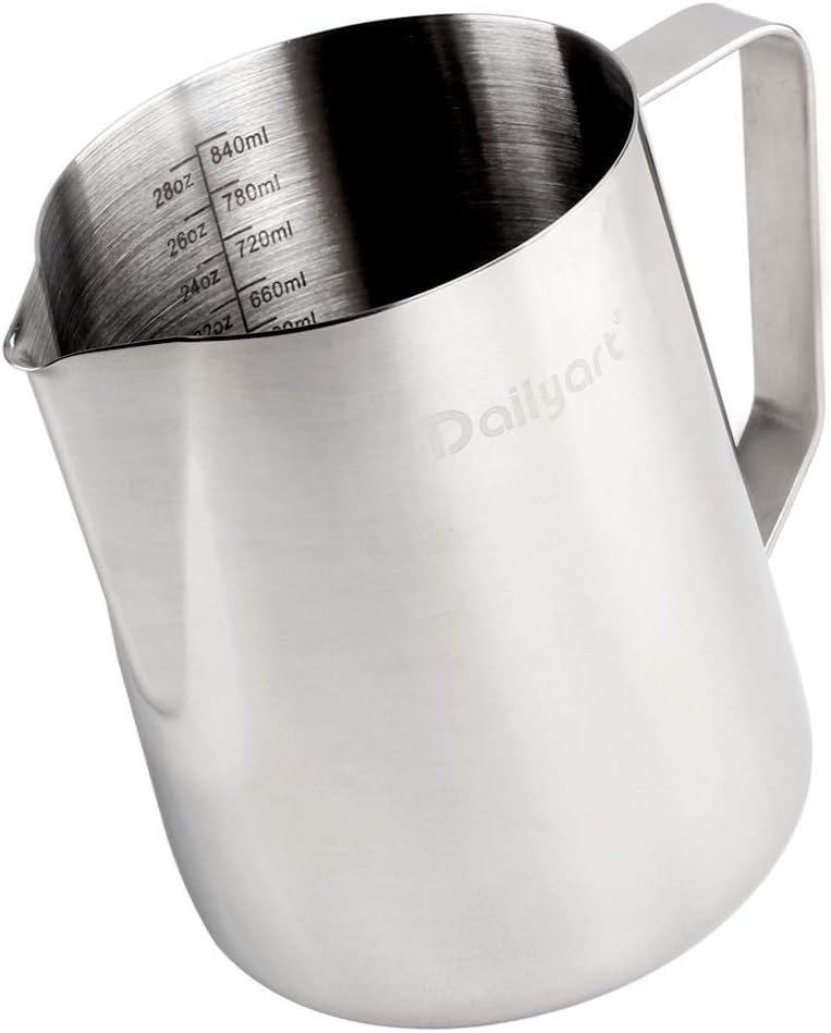 Dailyart Coffee Milk Frother Jug 200ml/350ml/600ml/900ml Metal Milk Jug