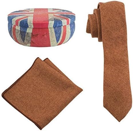 Men's 2-piece Luxury Wool Tie & Pocket Square Handkerchief Sets, in Beautiful Gift Tins - Choose From 3 Colours