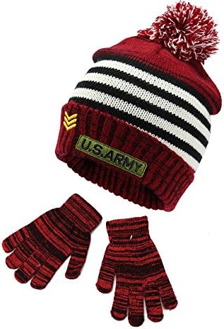 Boys Animal Hat & Glove Set 1 Ply Knit w/Fleece Lining Hat