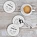 Coasters for Drinks 8-Piece Funny Absorbent Stone Ceramic Coasters Set - White Marble Style Coaster for Drink with Cork Backing, Protect Your Furniture from Spills, Scratches, Water Rings and Damage