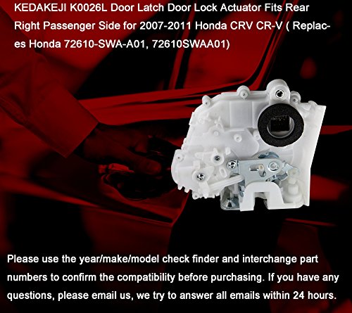 KEDAKEJI K0026L Door Latch Door Lock Actuator Fits Rear Right Passenger Side for 2007-2011 Honda CRV CR-V (Replaces Honda 72610-SWA-A01, 72610SWAA01)