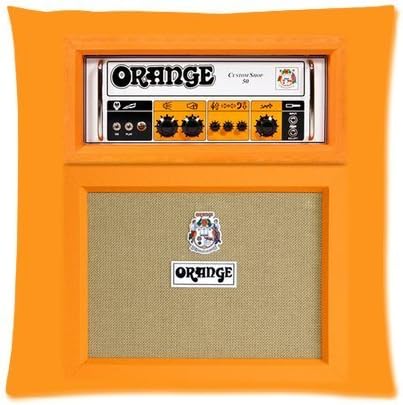 Retro Orange Guitar Electric Amp Amplifier Zippered Pillow Case 16"x16"(Two Sides)