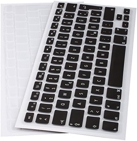 Lilware Silicone Keyboard Covers for MacBook Air 13/15 / 17 (Release 2012 Year) QWERTZ (German Layout) Black/Transparent