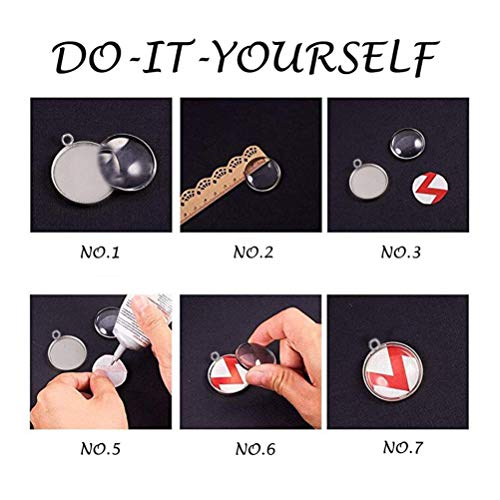 Blank Pendant Trays Transparent Glass Cabochon Settings Stainless Steel Charms for Photo Craft Jewelry Making Round Shaped 12mm 50pcs