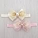 DANMY Baby Elastic Hair Band Lace Bow Headband Flower Hair Accessories（2PCS） (silk(Beige and pink))