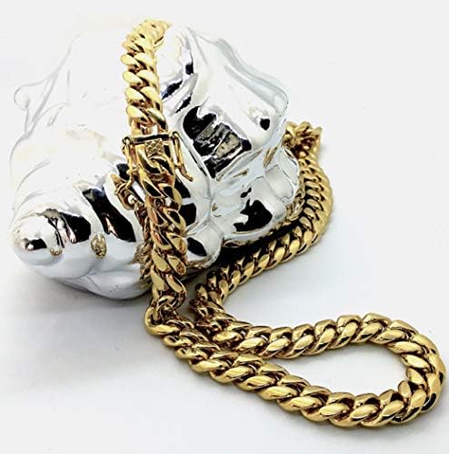 Dubai Collections 18K Miami Cuban Link Chain 10MM, Real Solid Heavy Premium Gold Overlay Jewelry Pendant Necklace