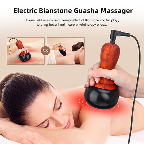 TERRIFI Electric Hot Stones Massage Kit with Temperature Control, Includes Natural Bian Stone Gua Sha Scraping Massage Tools, Ideal for SPA, Relaxation, Pain Relief and Massage Treatments