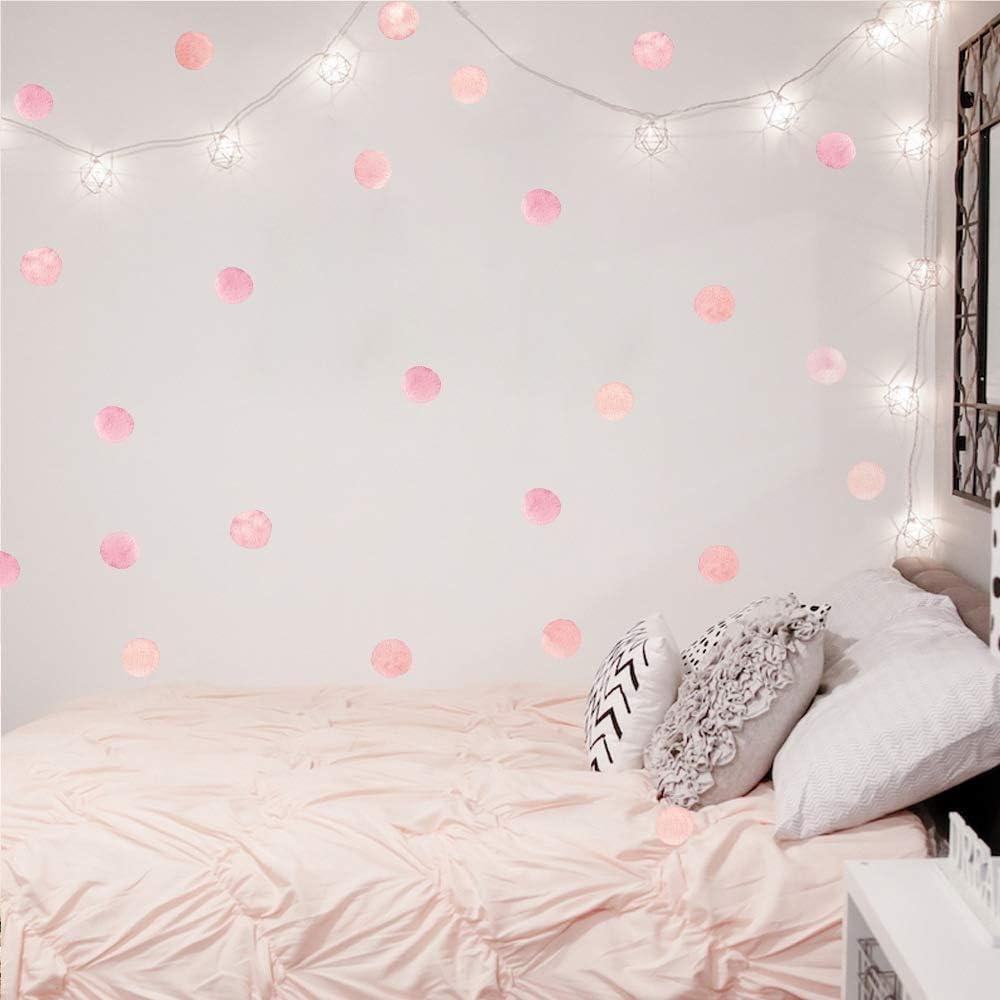 Pink Watercolor Polka Dot DIY Embellishments Wall Sticker Decal for Kid Girl Nursery Room Decortaion - Pink 36 Dots of 2.36in - Image 5