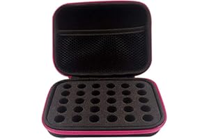 DHXYZZB Essential Oils Carrying Case Holds 30 Grids for 1-3ML Roller Bottles Storage peptide vial case for fridge Organizer Bag Hard Shell for Home, Travel, and Presentations (Rose red)