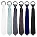 URATOT 6 Pack Boys' Satin Zipper Neck Tie Pre-tied Adjustable Neck Strap Tie