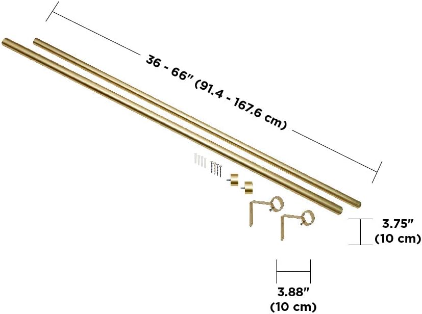 Umbra 245973-104-REM Cappa Curtain Rod, Includes 2 Matching Finials, Brackets & Hardware, 36 to 66-inches, Brass: Home & Kitchen