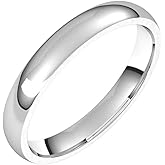 Sonia Jewels Solid 14k White Gold 3mm Comfort Fit Wedding Band Ring Classic Plain Traditional - Size 8
