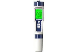 DZDARREN Ph Tester Digital,Pool Salt Tester, Digital Salinity Meter and PH Tester for Pool Salt Water and Drinking Water, 5 in 1 Salinity PH Temp EC and TDS Meter for Swimming Pool Hot Tub Spas, High Accuracy
