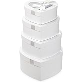 Heart Shaped Boxes for Flower Arrangements White Heart Boxes for Flowers Set of 4 Nesting Gift Boxes with Clear Lids for Present, Valentine's Day, Mother's Day, Bridesmaid, Proposal, Wedding,