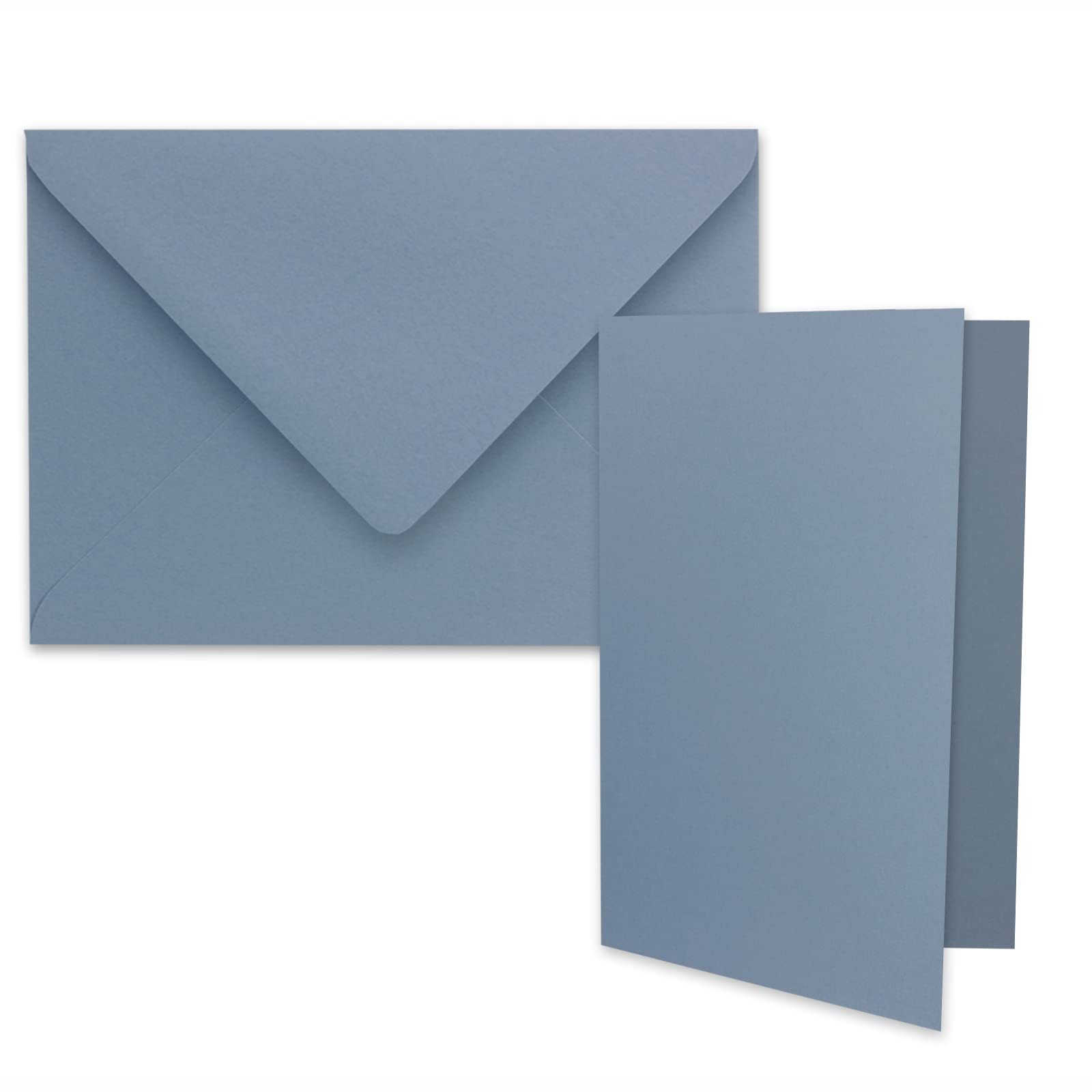 25x DIN B6 folding card set with envelopes in grey-blue (blue) - 120 x 170 mm - ideal for invitation cards, wedding, baptism, communion, confirmation - Brand: FarbenFroh