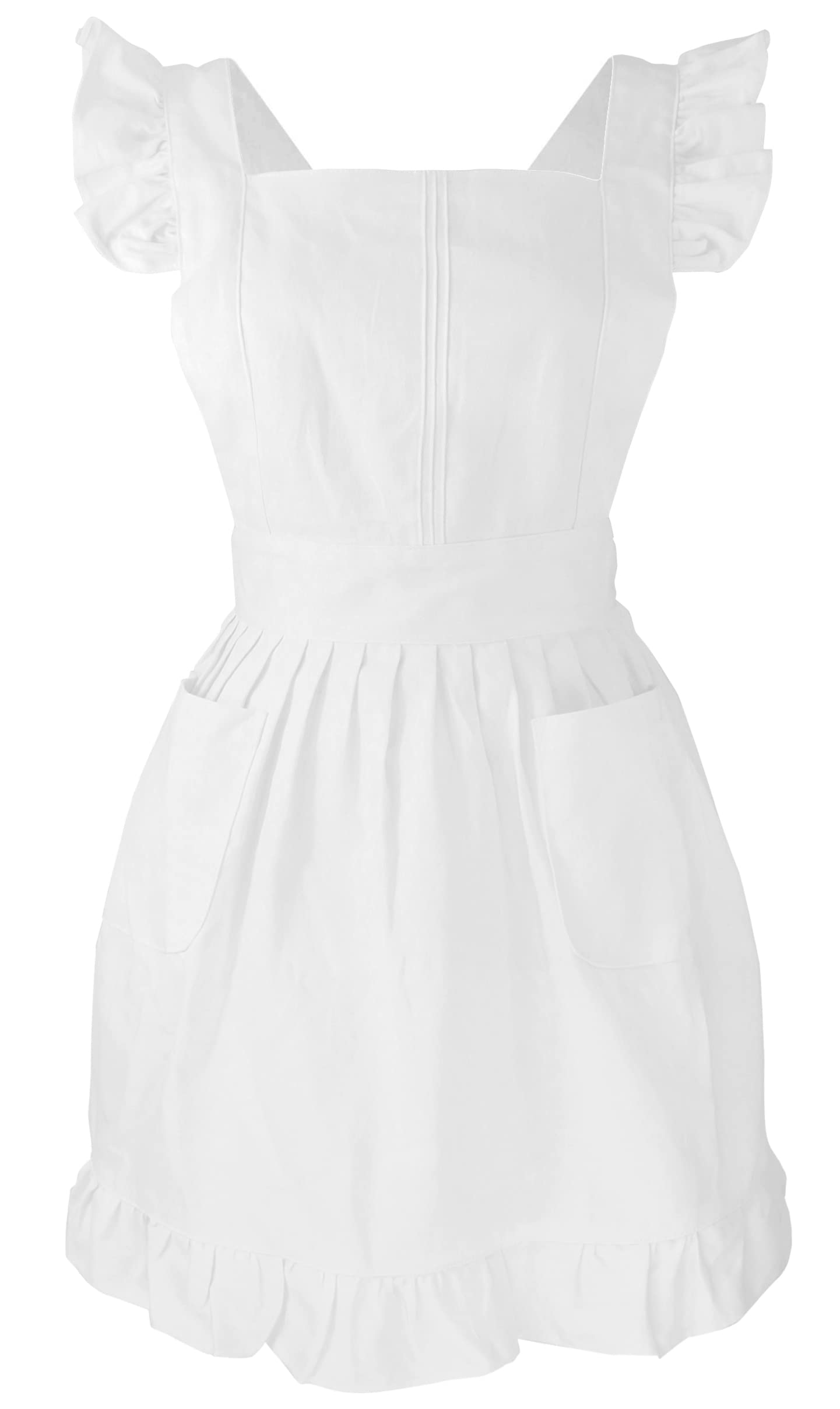 LilMents Kids Retro Adjustable Ruffle Apron Kitchen Baking Maid Costume (White)