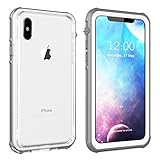 iPhone X Waterproof Case, Vapesoon Waterproof Shockproof Snowproof Clear Slim Armor Case for iPhone X (Grey-White/transperant) (Gray/White)
