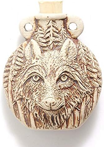 Anya Nana Wolf Ceramic Spell Bottle w/Cork Fire Miniature Pendant Bead New Collectible Gift