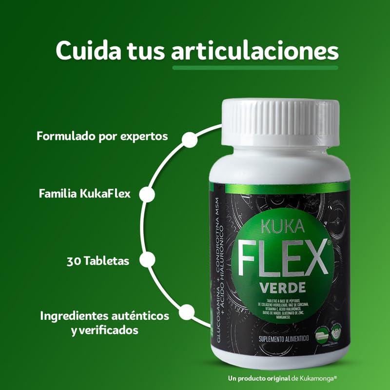 KukaFlex Verde Paquete de 3 Frascos con 30 Tabletas de 860mg cada Uno, 90 Tabletas en Total | Rinde Hasta 90 Días |Fórmula para Uso Diario| Kuka Flex Verde