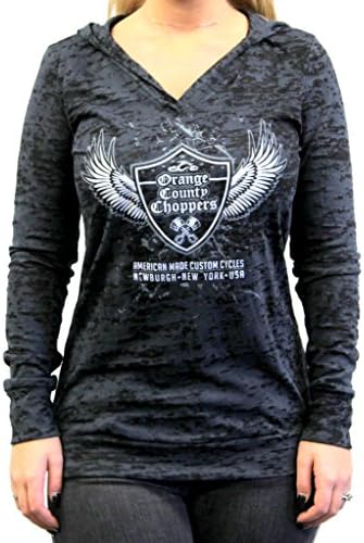 Orange County Choppers Womens WingShield Long Sleeve Tee, XL, Black