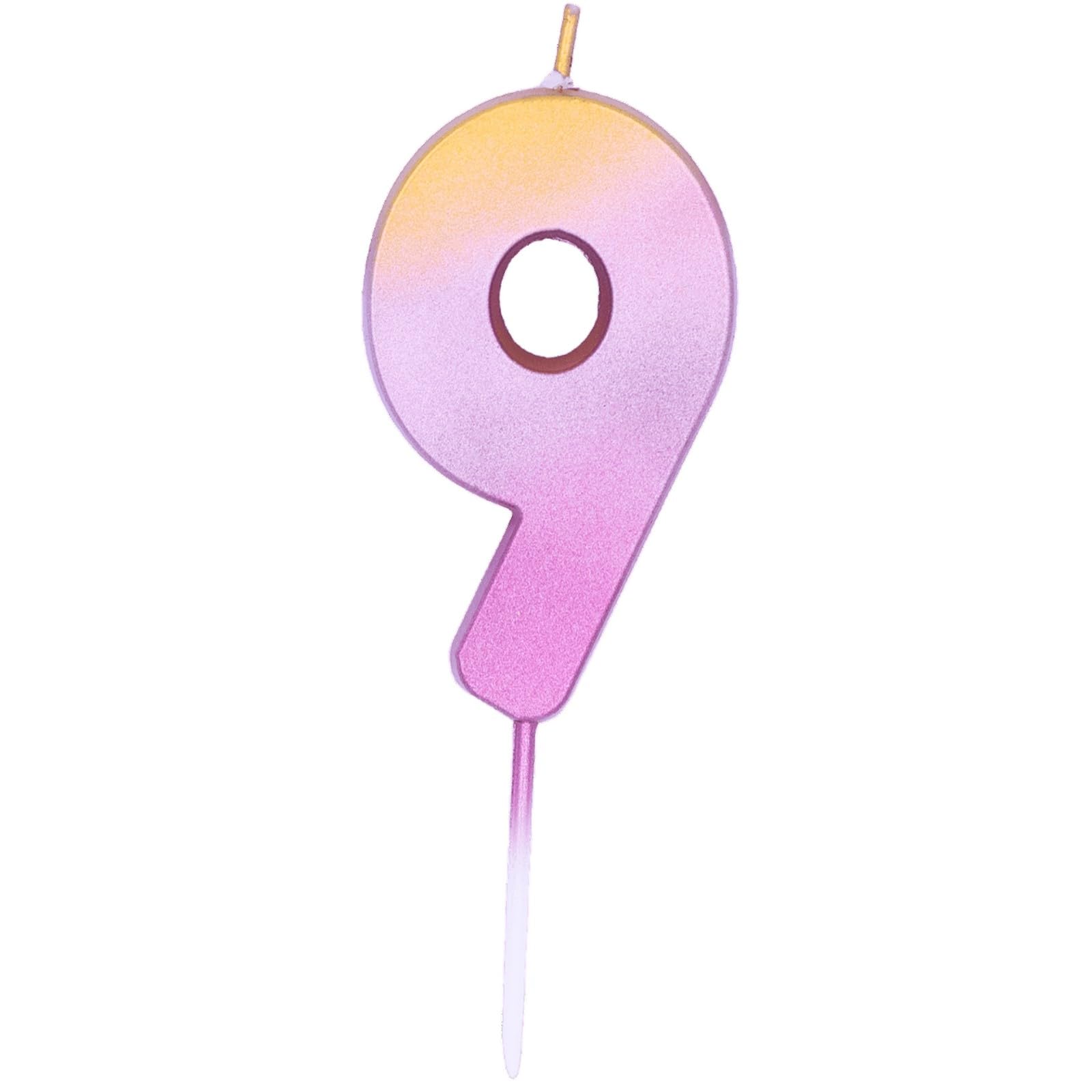 Pioneer Party Candle, Age Nine Cake Candle,9, Ninth Birthday Candles, 15896, Rose Gold Ombre