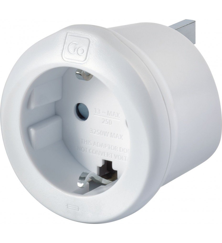 Go Travel Earthed EU to UK Adaptor - Compact European to UK Adapter (Ref 540)