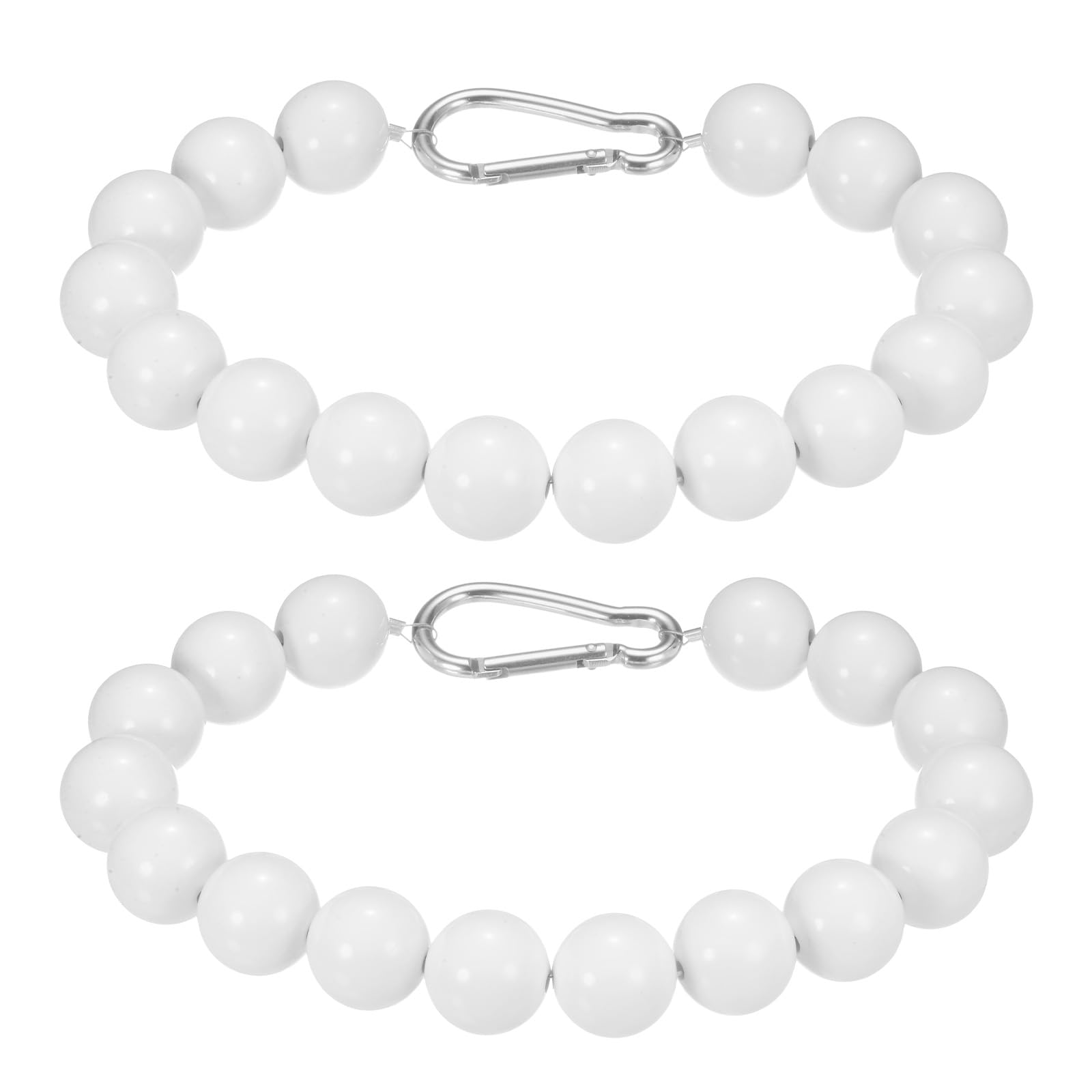 M METERXITY 2 Pack Flagpole Retainer Ring -16 Beads 0.98" Flag Pole Beaded Retainer Ring,Keep Flag Close to Pole with Stainless Steel Cable,Apply to Indoor Outdoor Flagpole(White)