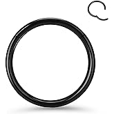 Titanium Hoop Nose Ring 12G Seamless Hinged Septum Rings 10mm Conch Piercing Jewelry Black Segment Clicker Lip Rings Cartilage Earring Helix Rook Tragus