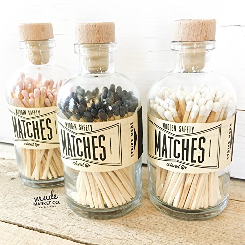 image for Made Market Co. Black Tip Colored Matches. Match Sticks Decorative Gla