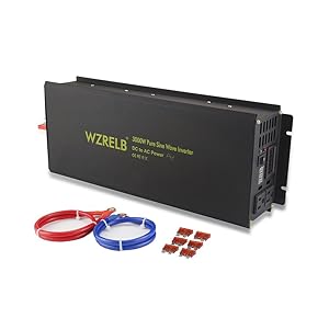 WZRELB Pure Sine Wave Power Inverter 3000w 12v DC to 120v AC Power Supply Generator Converter Off Grid