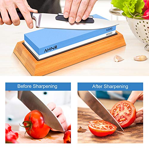 Whetstone Knife Sharpening Stone Set 1000/6000 Waterstone, Honing Guide Jig for Chisel Honing