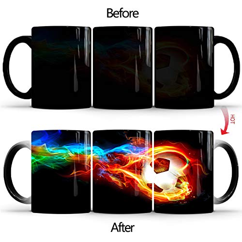 Heat changing coffee mug.Color changing mug-add hot liquid and a football will appear,12oz funny coffee ceramics mug-creative gift choice for kids and friends