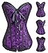 Alivila.Y Fashion Womens Sexy Vintage Denim Corset Short Torso Daisy Floral Print Bustier Corsets A998-Purple-5XL