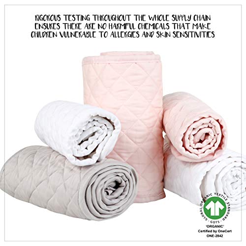 MakeMake Organics Organic Crib Bumper Pad GOTS Certified Organic Cotton Crib Bumper Pads Breathable Cotton Quilted Thinner Safe Hypoallergenic 4 PC Set Standard Crib Liner Boys Girls (160"x10", White) - Thumbnail 4