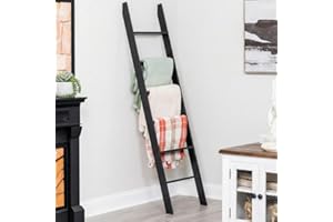 RELODECOR 6-Foot Wall Leaning Blanket Ladder| Laminate Snag Free Construction (Black)