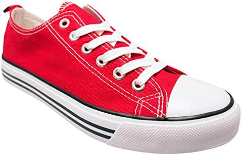 Women's Low Top Classic Canvas Fashion Sneaker Basketball Tennis Athletic Shoes (8, Red)