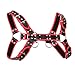 iiniim Men's Faux Leather Body Chest Harness Belt with Buckles D-Rings Adjustable (One Size, Black&Red #2)