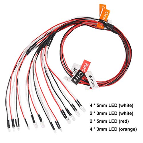 Innovateking 12 LED RC Car Lighting Kit Flashing Head Light System Car Truck Headlight Taillight Set for 1/8 1/10 Scale Model RC Car Truck Tank