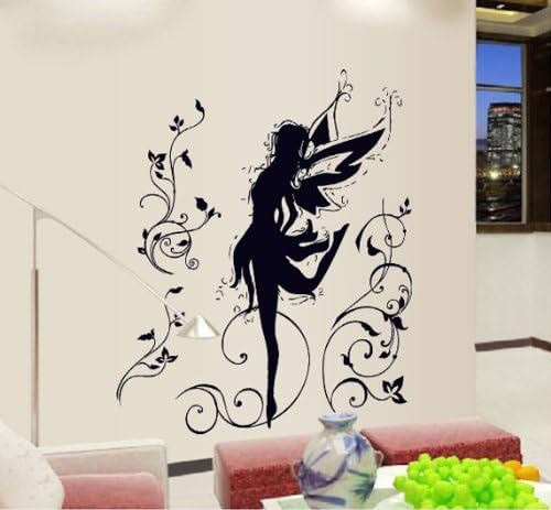 OneHouse Demon Girl with Wing Girl Dance Elegant Flower Wall Decal by OneHouse