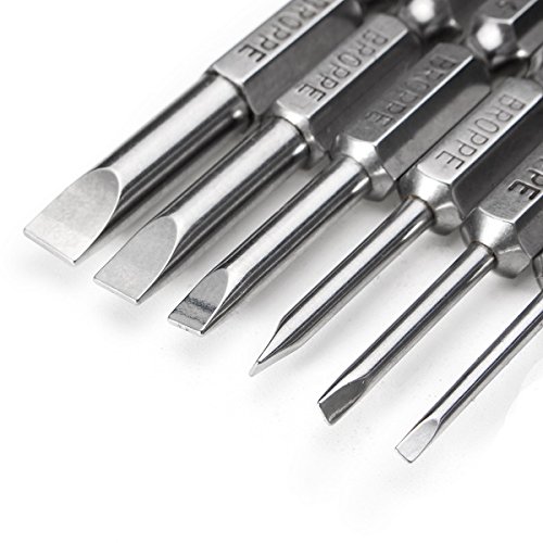 Toolcool BROPPE 6Pcs 50mm length Magnetic 2.0-6.0mm Flat Head Slotted Tip Screwdrivers Bits Set - Thumbnail 3