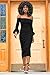 Corala Women Off Shoulder Ruffle Long Sleeve Bodycon Party Midi Dress,Black,Large